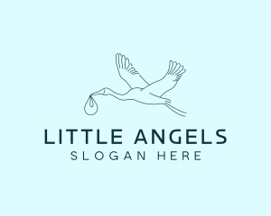 Baby Delivery Stork Bird logo design