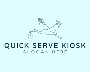 Baby Delivery Stork Bird logo design