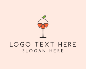 Lounge Bar - Orange Cocktail Drink logo design