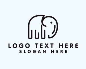 Blue Elephant - Minimalist Outline Elephant logo design