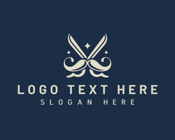 Barber - Mustache Scissors Barber logo design