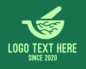 Traditional Medicine - Green Roots Mortar & Pestle logo design