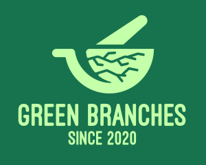 Branches - Green Roots Mortar & Pestle logo design