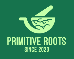 Green Roots Mortar & Pestle logo design