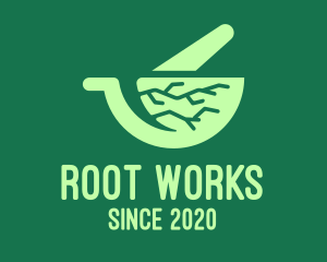 Root - Green Roots Mortar & Pestle logo design