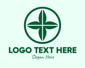 Luck - Green Leaf Cross logo design
