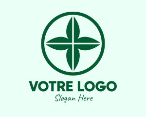 Clinic - Green Leaf Cross logo design