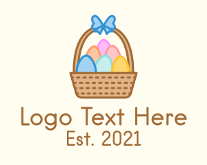 Kids Party - Colorful Easter Egg Basket logo design