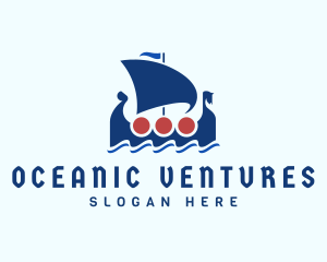 Sailing Viking Boat logo design