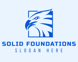 Blue Square Eagle Hawk Logo