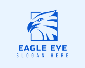 Blue Square Eagle Hawk logo design