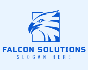 Blue Square Eagle Hawk logo design