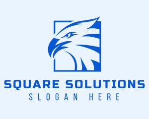 Blue Square Eagle Hawk logo design