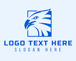 Minimalist - Blue Square Eagle Hawk logo design