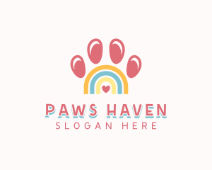 Pet Paw Rainbow logo design