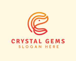 Gradient Shrimp Letter C logo design