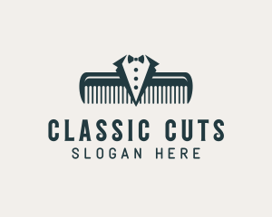 Tuxedo Comb Grooming logo design