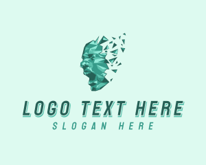 Think - Polygon Human Face logo design