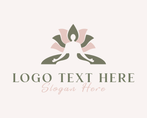 Meditation - Lotus Floral Yoga logo design