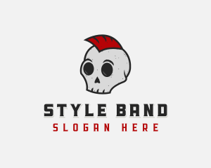 Skull Mohawk Rockstar logo design