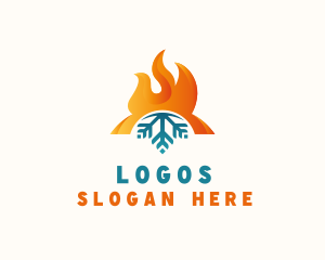 Heating - Flame Snowflake Heating logo design