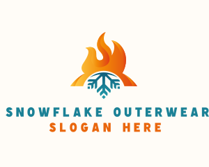 Flame Snowflake Heating  logo design