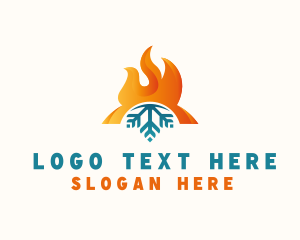 Torch - Flame Snowflake Heating logo design