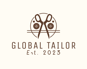 Tailor Scissors Buttons logo design