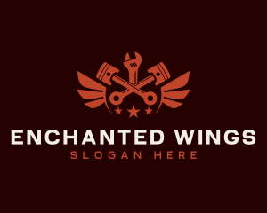 Winged Automotive Mechanic logo design