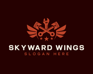 Winged Automotive Mechanic logo design