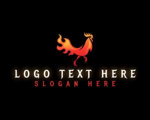 Rooster - Grill Flame Chicken logo design