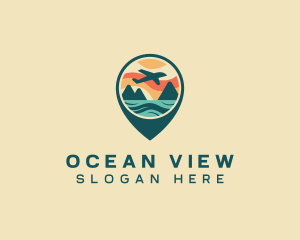 Plane Sea Mountain Getaway logo design