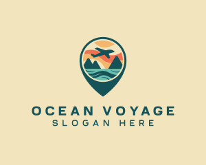 Plane Sea Mountain Getaway logo design