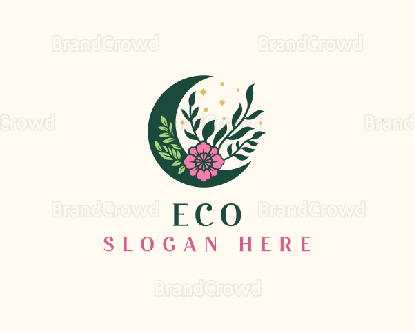 Floral Moon Ornament Logo