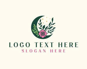 Boutique - Floral Moon Ornament logo design