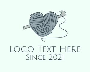 Crochet Hook - Knitting Heart Yarn logo design