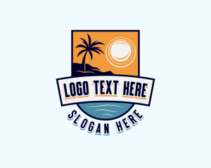 Palm Tree - Tropical Island Beach logo design