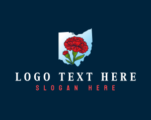 Map - Ohio Carnation Flower logo design