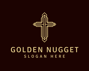 Golden Religious Crucifix logo design