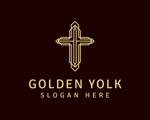 Golden Religious Crucifix logo design