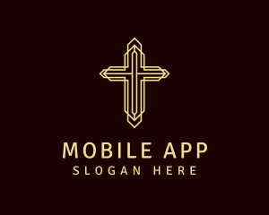Fellowship - Golden Religious Crucifix logo design