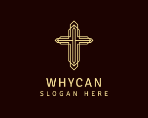 Worship - Golden Religious Crucifix logo design