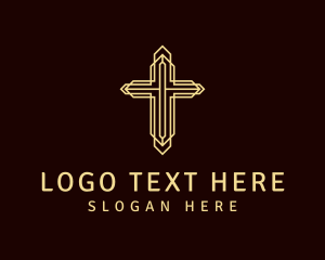 Catholic - Golden Religious Crucifix logo design