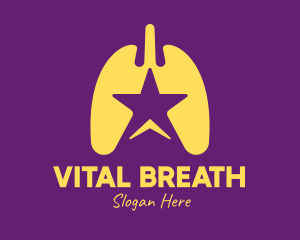 Breathing - Yellow Star Lungs logo design