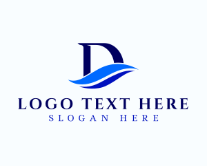 Nautical - Water Wave Letter D logo design