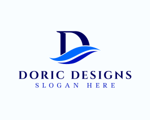 Water Wave Letter D logo design