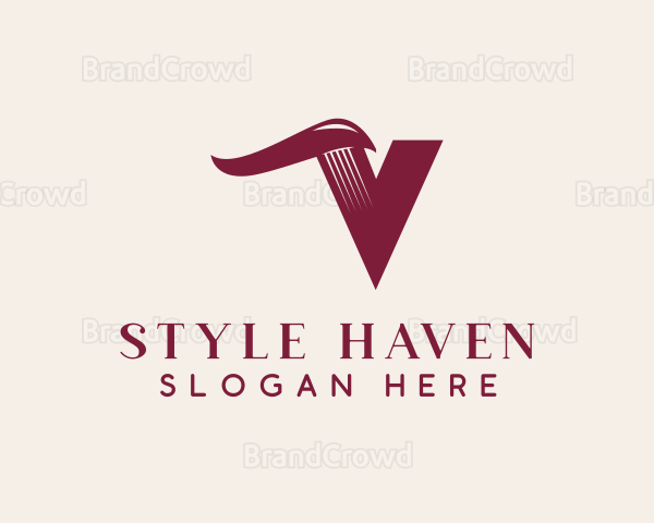 Stylish Barber Letter V Logo