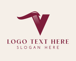 E Commerce - Ribbon Swoosh Letter V logo design