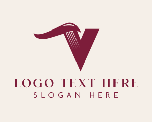 Media - Ribbon Swoosh Letter V logo design