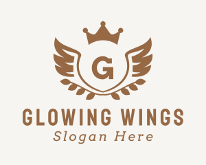 Crown Crest Wings logo design